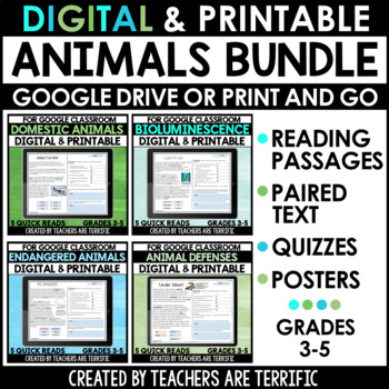 Preview of Animals Digital and Printable Daily Quick Read Bundle - Digital