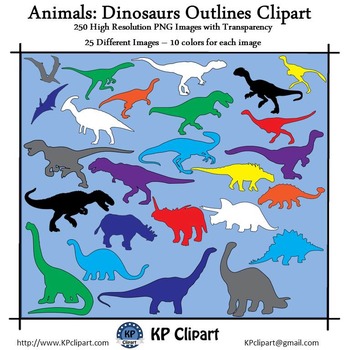 Preview of Animals Dinosaur Outlines Clipart