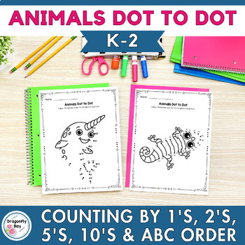 Preview of Animals Dot to Dot Skip Counting by 1s 2s 5s 10s and ABC Order