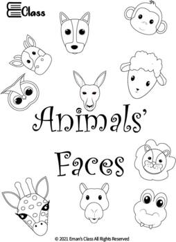 Animal Faces Colouring Worksheets Teaching Resources Tpt