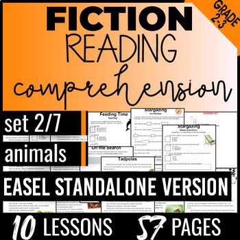 Preview of Animals Fiction Reading Comprehension Passages 2nd and 3rd Grade Easel Activity