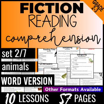 Preview of Animals Fiction Reading Comprehension Passages 2nd and 3rd Grade Word Document