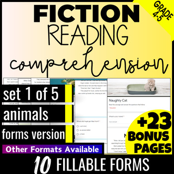 Preview of Animals Fiction Reading Comprehension Passages 4th-5th Grade Digital Resources