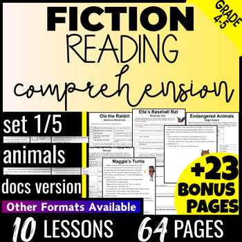 Preview of Animals Fiction Reading Passages with Comprehension Questions 4th 5th Grade DOCS