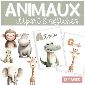 Preview of BUNDLE CLIPART Animals French Alphabet Posters & A-Z Animals Clipart
