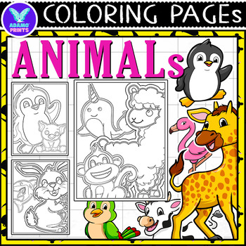 Preview of Animals Friends Coloring Pages & Writing Paper Activities NO PREP