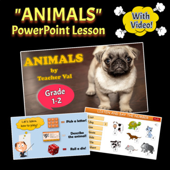 Animals - Grade 1-2 PowerPoint Lesson with Video by Valerijus Gagas
