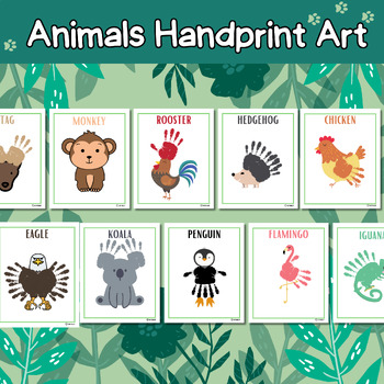 Animals Handprint Art Bundle | Classroom craft activities by Funclass