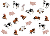 Animals I Spy preschool Game : Farm animals, numbers 1-5, 