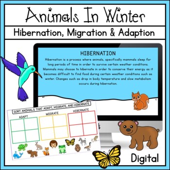 Animals in Winter migrate, Hibernate, Adapt Zoology Printable