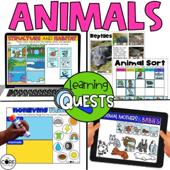 Preview of Animal Digital Activities - Adaptation, Classification, Babies, Living Nonliving