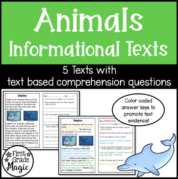 Preview of Animals Informational Paragraphs with Comprehension Questions