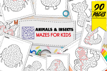 Preview of Animals & Insects Mazes Puzzle Book | Maze activities | Puzzles with Solutions
