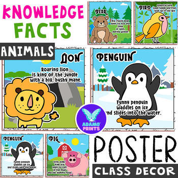 Preview of Animals Knowledge Posters Learning for Kids Classroom Decor Bulletin Board Ideas