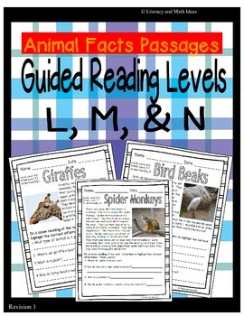 Preview of Digital & Printable Animals Guided Reading Passages Levels L,M,N