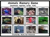 Animals Memory Game (mammals, reptiles, birds, fish)