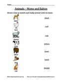 Animals - Moms and Babies - Matching Worksheet