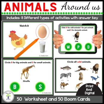 Animals No Prep Worksheets and Digital resource For First Grade | TPT