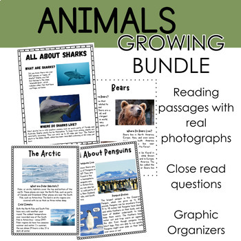 Preview of Animals Non Fiction Reading Passages | Growing Bundle