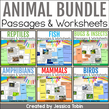 Preview of Animals Nonfiction Reading Bundle - Passages Perfect for Animal Research Project