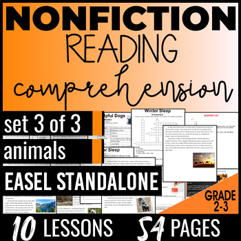 Preview of Animals Nonfiction Reading Passages 2nd and 3rd Grade Standalone Easel Activity