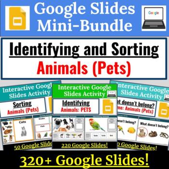 Preview of Animals (Pets) MINI-BUNDLE Special Education Google Slides REAL IMAGES