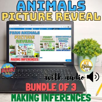 Preview of Animals Picture Reveal (with audio) | Making Inferences Bundle of 3