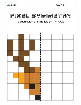 Animals Pixel Art - Lines of Symmetry Activities | Reflection Drawing