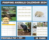 Animals Pooping Calendar 2024 - Monthly Calendar Featuring