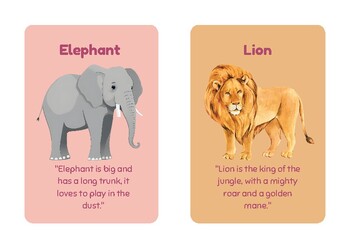 Preview of Animals Printable FlashCards | Beautiful & Colorful Images (With description)