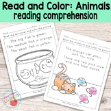Animals Read and Color Reading Comprehension Worksheets - 