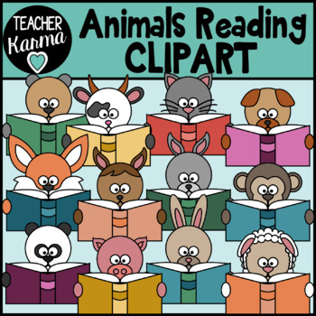 animals reading books clip art