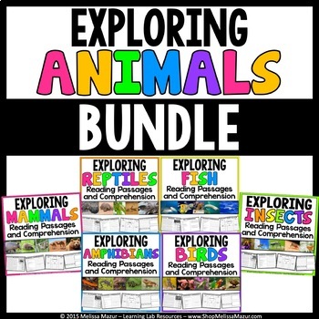 Preview of Animals Reading Passages & Comprehension Worksheets - BUNDLE