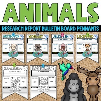 Preview of Animal Report Research Project Template Informational Writing Bulletin Board