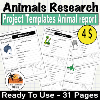 Preview of Animals Research Project Templates | Animal Research Report by| 3rd - 6th Grade