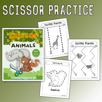 Preview of Animals Scissor Skills A Preschool Workbook for Kids Ages 3-5
