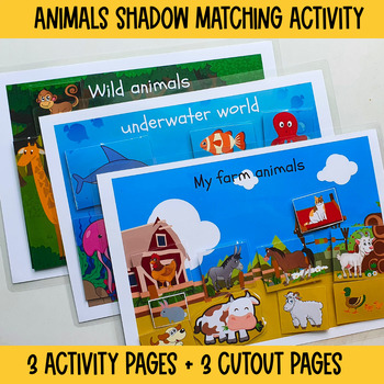 Preview of Animals Shadow Matching Activity, Preschool Curriculum, Homeschooling