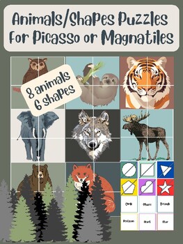 Preview of Animals/Shapes Puzzles | Picasso or Magnatiles Puzzle Covers