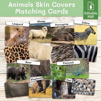 Preview of Animals Skin Covers Matching Cards. Montessori animals materials. Zoo activity