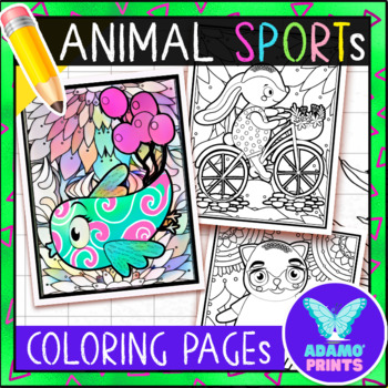 Animals Sport Coloring & Writing Pages Activities Poster Bulletin Board