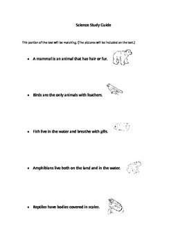 Preview of Animals Study Guide