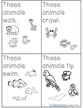 Animals Swim, Fly, Walk, or Crawl Sort by ELL Connections | TpT