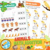 Animals Themed Math Addition Practice Worksheets | Printab