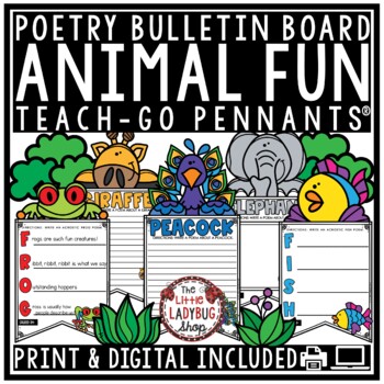 Preview of Animals Zoo Poetry Writing Bulletin Board Acrostic Poem Earth Day Activity