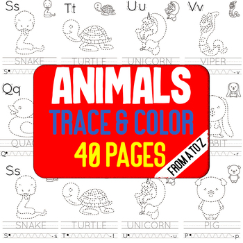 Preview of Animals Trace and Color from a to Z