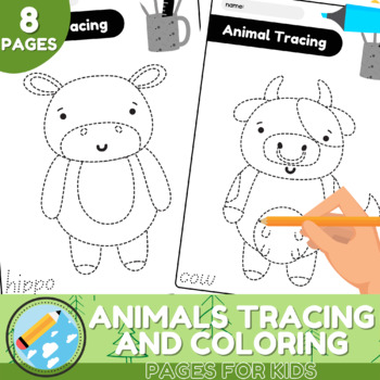 animals tracing and coloring pages for kids pictures tracing practice