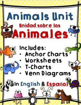 Preview of Animals Unit / Unidad sobre los Animales - Dual Language English & Spanish