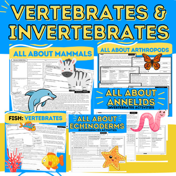 Preview of Animals: Vertebrates & Invertebrates Science Passages and Worksheets Unit