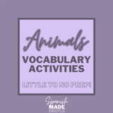 Animals Vocabulary Activities for Spanish Class (CUSTOMIZABLE!)