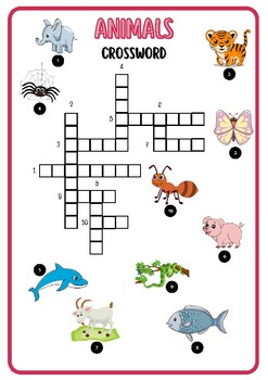 Animals Vocabulary Crossword Puzzle by Falling in Love with Languages